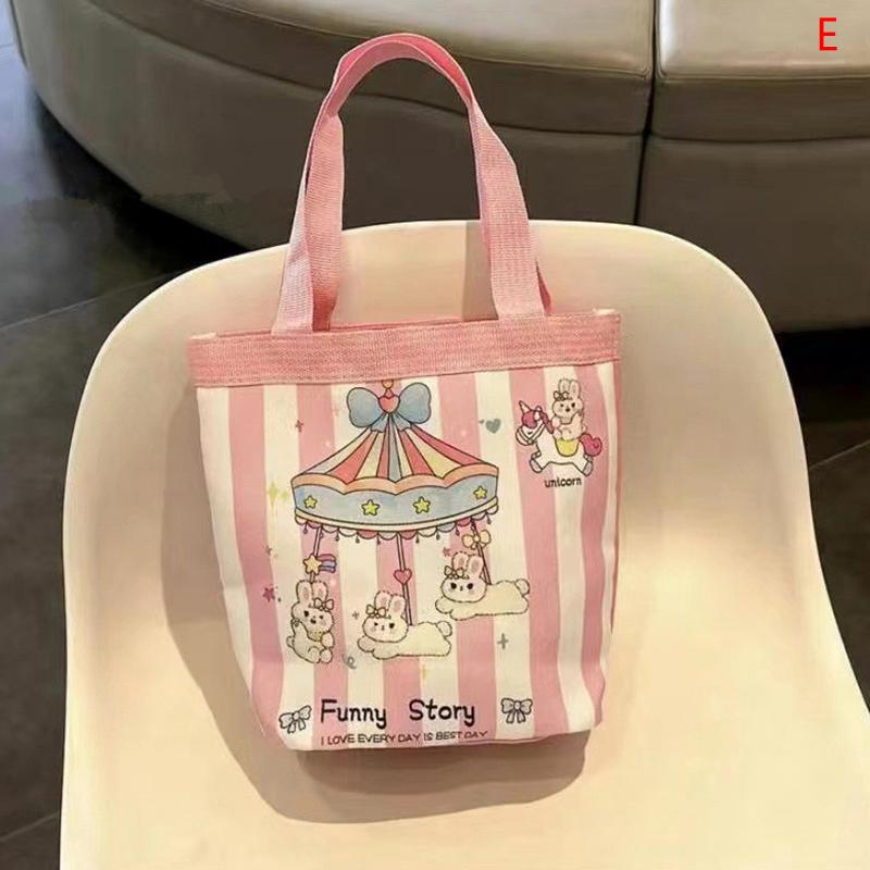 Roztomilá taška přes rameno s kresleným potiskem, válcová taška, plátěná taška, dámská kabelka, taška na oběd, nákupní taška, školní taška
