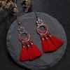 Vintage Bohemian Red Tassel Earrings Female Long Temperament Earrings Vacation Photography Bridal Earrings