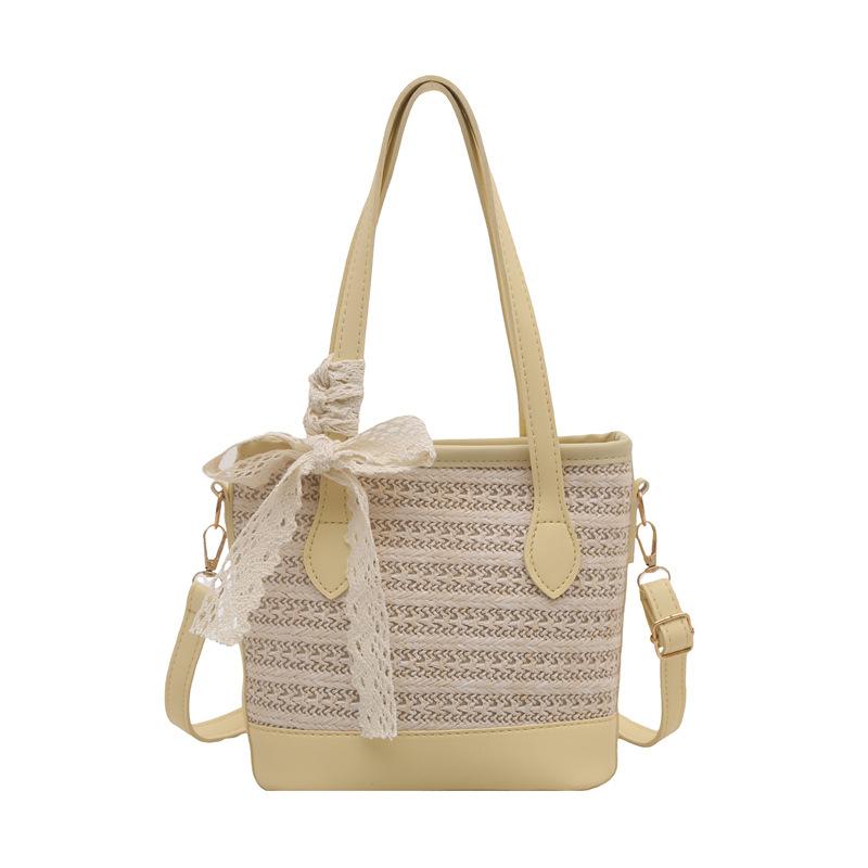 Woven straw handbag bag women's new high-end texture niche popular messenger bag shoulder bag bucket bag