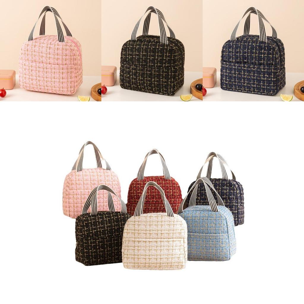 Polyester Small Fragrance Style Bento Bag With Thermal Insulation And Multiple Storage Functions
