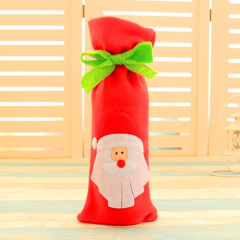 

Festive Red Christmas Wine Bottle Cover With Charming Santa Design Perfect For Holiday Gift Giving Green Bow Tie Elder