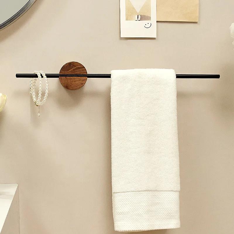 Towel Bar No Drilling Wood Towel Holder Bathroom Shelves Bathroom Organizers Towel Hang Kitchen Storage Rack Toalleros