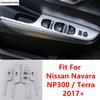 Car Inner Door Armrest Window Glass Lift Button Panel Cover Trim Matte Accessories For Nissan Navara NP300 / Terra 2017 -