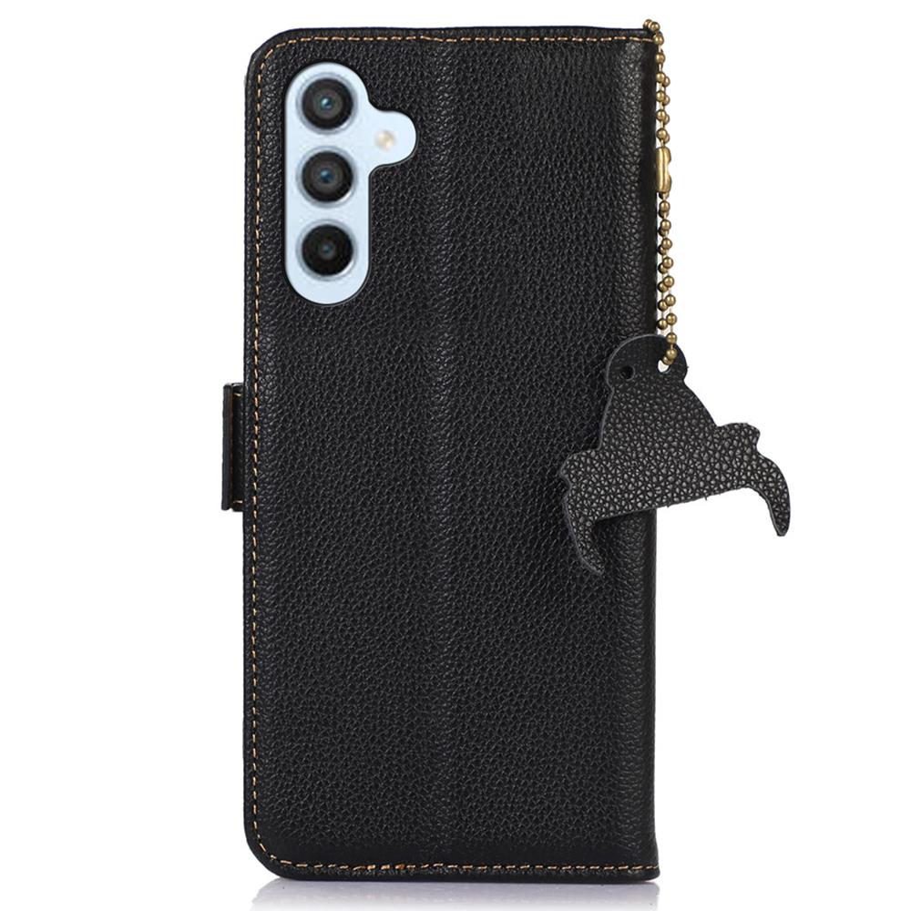 For Samsung Galaxy A36 5G Case RFID Blocking Textured Genuine Cow Leather Phone Cover