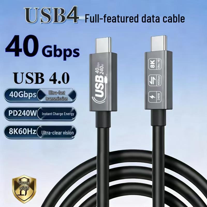 Thunderbolt 4 Data Cable Type-C Male to Male, 40Gbps High-Speed, PD240W Charging, 8K Mirroring