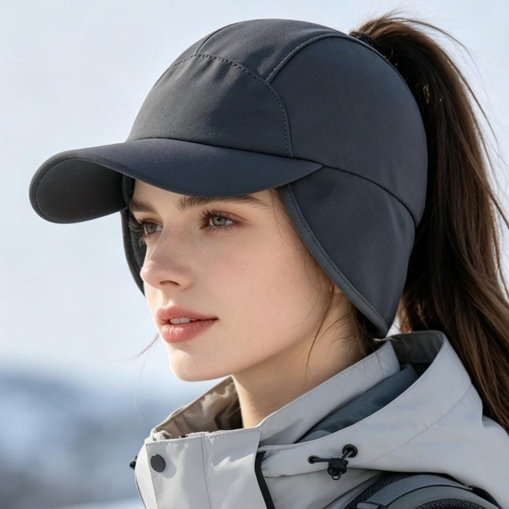 Adjustable Snapback Ear Flap Baseball Cap Thickened Fleece Winter Sports Hat