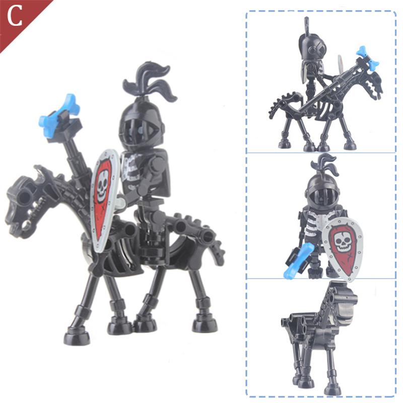 Skeleton Building Blocks Medieval Castle Knight Warriors Skeletons Strong Orcs Figures Collection Toy for Children Gifts