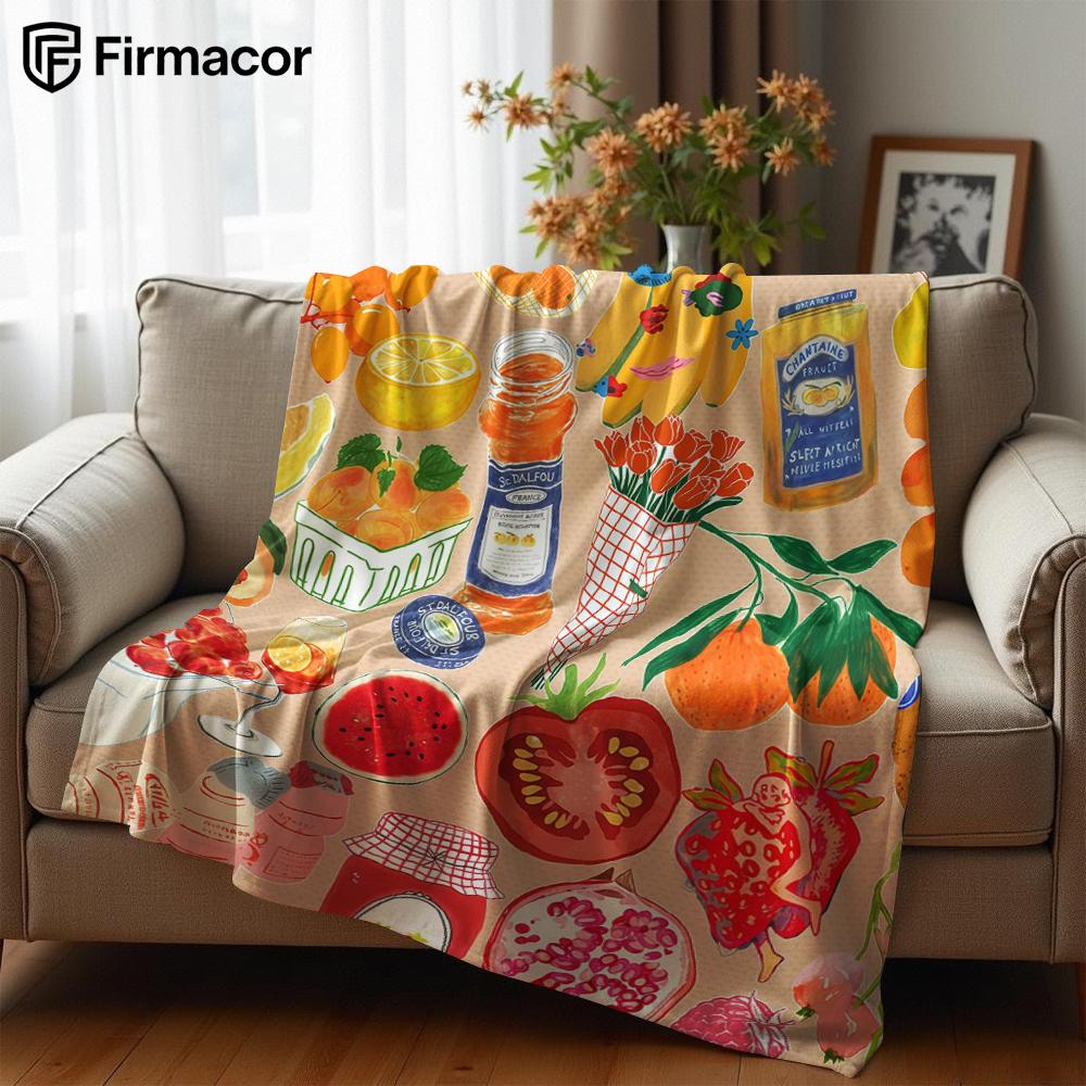 Food Illustration Ultra Soft Sherpa Fleece Blanket Fluffy Warm Halloween Cozy Throw for Sofa Couch Bedroom Gift All Season