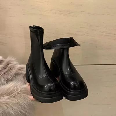 Round Toe Low Heel Women's Boots Spring/Autumn Shoes Female Hot Sale Women's Shoes High Quality Solid Color Women's Boots