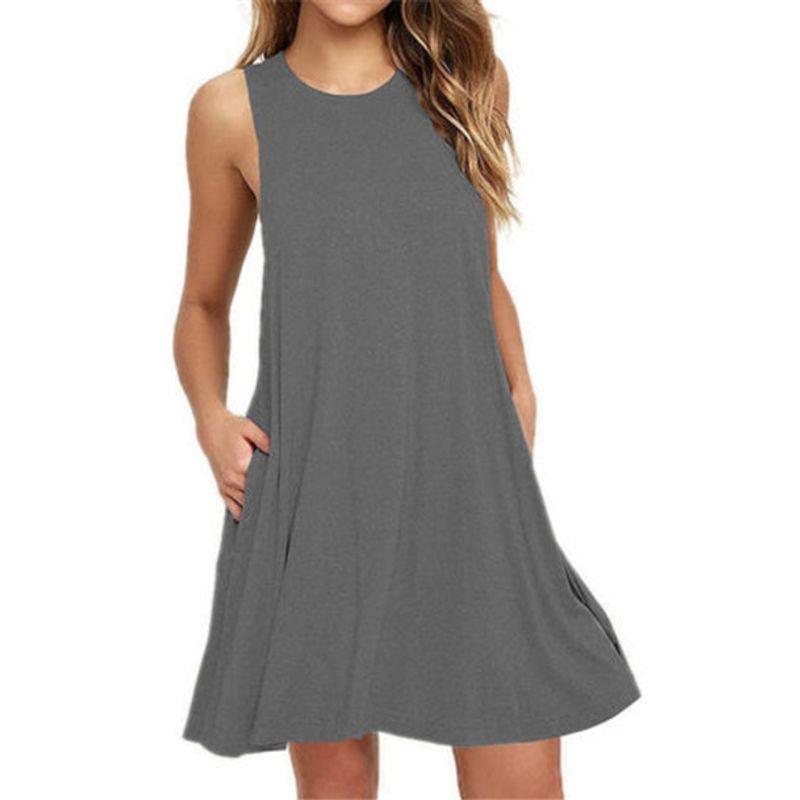 2018 Summer Women Casual Pocket Dress Ladies T Shirt Dresses
