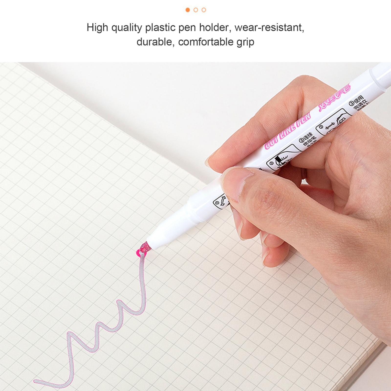 

Outline Shimmer Markers Colorful Double Line Outline Metallic Glitter Markers for Drawing Handcraft Type 1