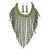 Afrikanisches Schmuckset Bohemian Retro Ethno Handgefertigt Holz Gewebt Perlen Statement Halskette und Ohrringe Damen Party Zubehör