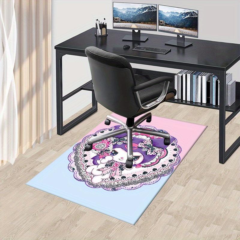 

1pc Cute Cartoon Cat Office Rug Under Desk Mat Gift for Room Decor Universal Anti-Slip Floor Mat Pink Purple White Black Heart Bow Lace Trim 60cm by 90cm