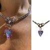 Bunte Edelsteine Liebesherz Choker Halskette Verstellbare Länge Halskette Handgefertigter Schmuck Zubehör für Teenager-Mädchen