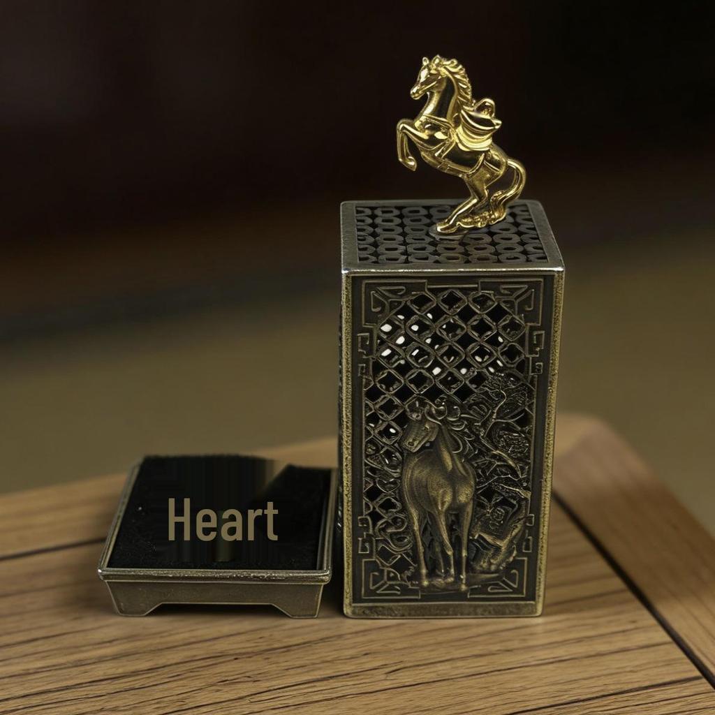 Immediate Wealth Creative Alloy Small Incense Burner: Standing Heart-Blessings Incense Aroma Ornament