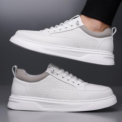 New Shoes for Men Genuine Leather Casual Shoes Fashion White Flat Skateboard Shoes Street Cool Slip-on Sneaker