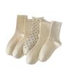 KAPAXIONG Women's Korean Style Mid-Calf Socks, 5-Pair Mixed Set