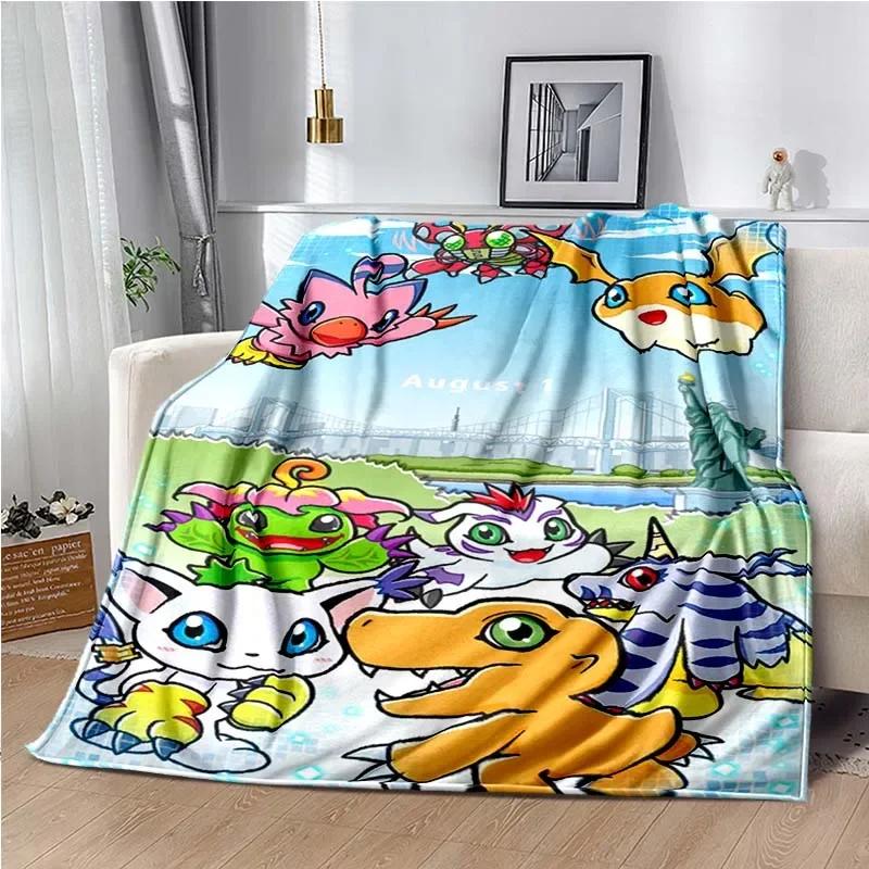 Japane Cartoon D-Digimon Throws Blanket Sofa Hiking Picnic Super Soft Quilt Bed Thermal Cute Anime Flannel Blanket Birthday Gift