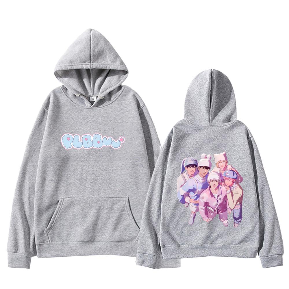

New Autumn Winter Hoodie Plave Bbuu! Kpop Print Sweatshirts Merch Fashion Y2K Streetwear Women Men High Street Pullover XS серый