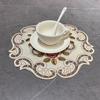 Round Embroidered Teacup Mat, Nordic Style Handmade Hollow Fabric, Thermal Insulation Placemat Coaster