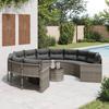 VidaXL Garden Sofa with Table Round Cushions Grey Wicker, Outdoor Sofa, Round Sofa, Sofa of 3318536