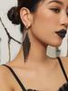 Stylish black electrophoresis long fringed earrings