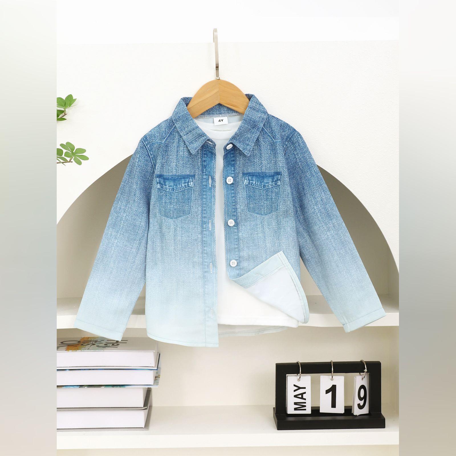 

Повседневная стильная джинсовая куртка-рубашка для мужчин 7Y светло-синий