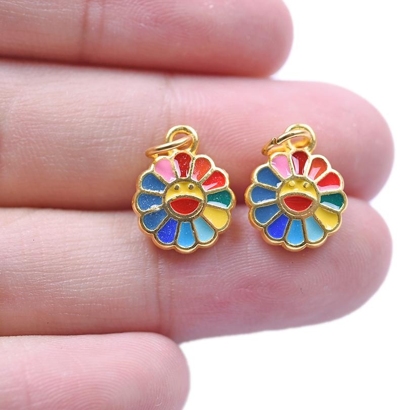 5/10/15 Random Mixed Plant Enamel Flower Charms For Jewelry Making Bulk Diy Girl Women Accessories Lotus Pendant Heart Materials