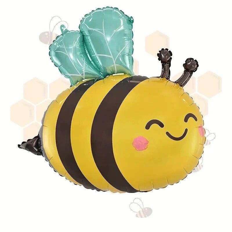 3Pcs Cute Bee Balloon Set Birthday Party Scene Arrangement Cartoon Animal Aluminum Film Balloons Festive Decoration Photo Props
