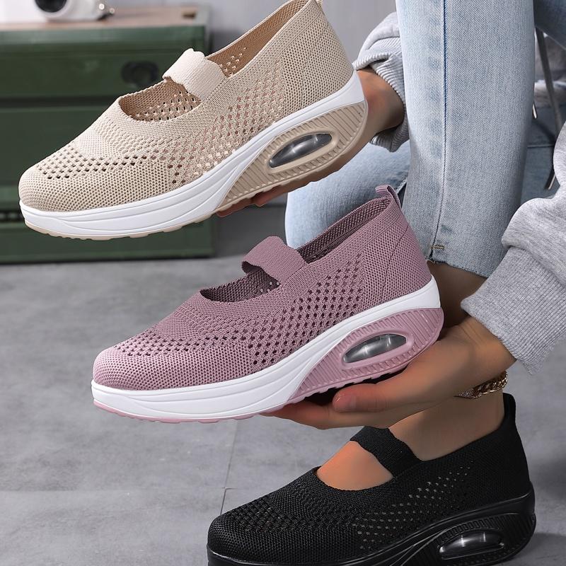 Fashion Summer Women Fashion Vulcanized Sneakers Platform Solid Color Flat Ladies Shoes Casual Breathable Wedges Ladies Walking Sneakers