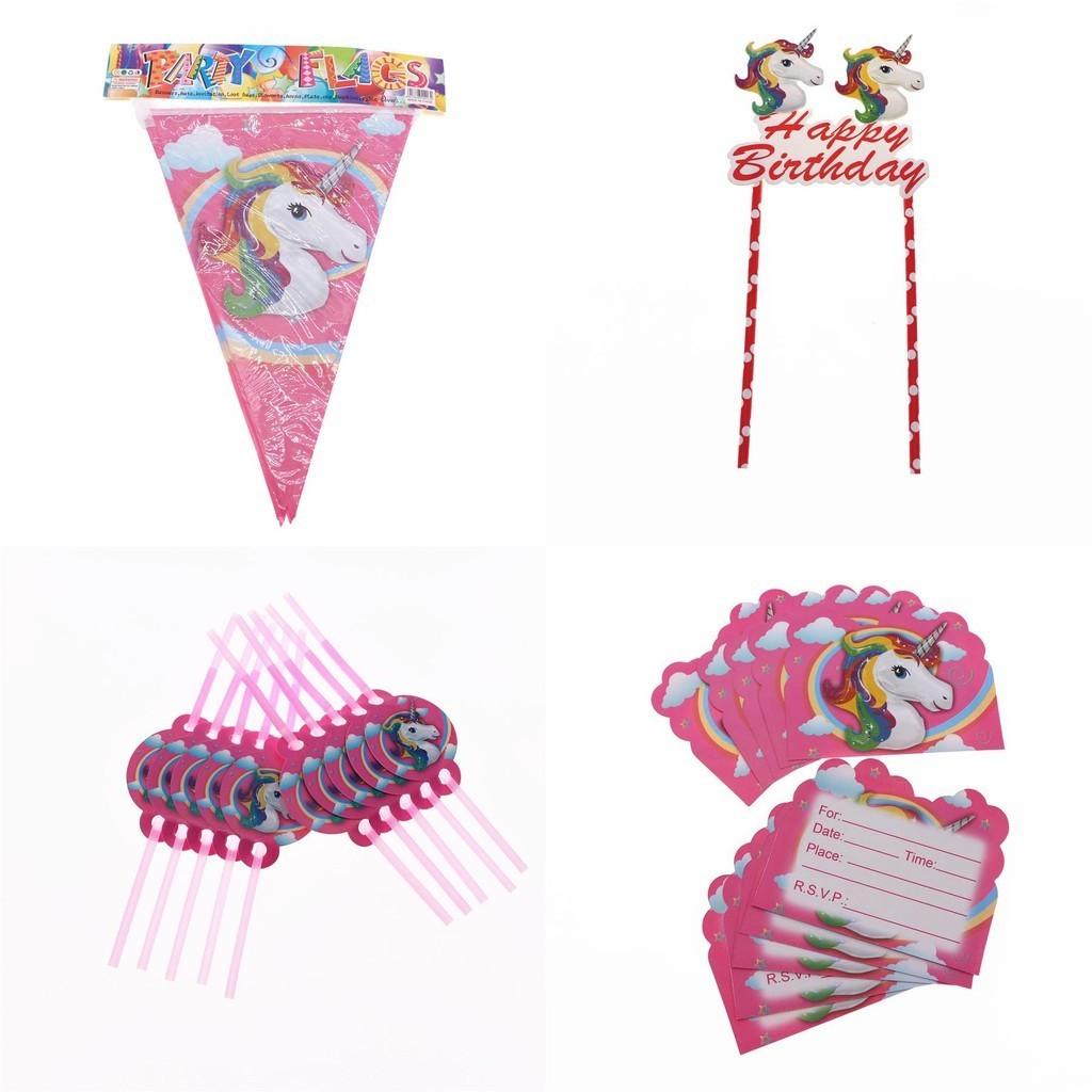 Enchanting Unicorn Kids Birthday Party Supplies Complete With Delightful Plates And Tablecloth