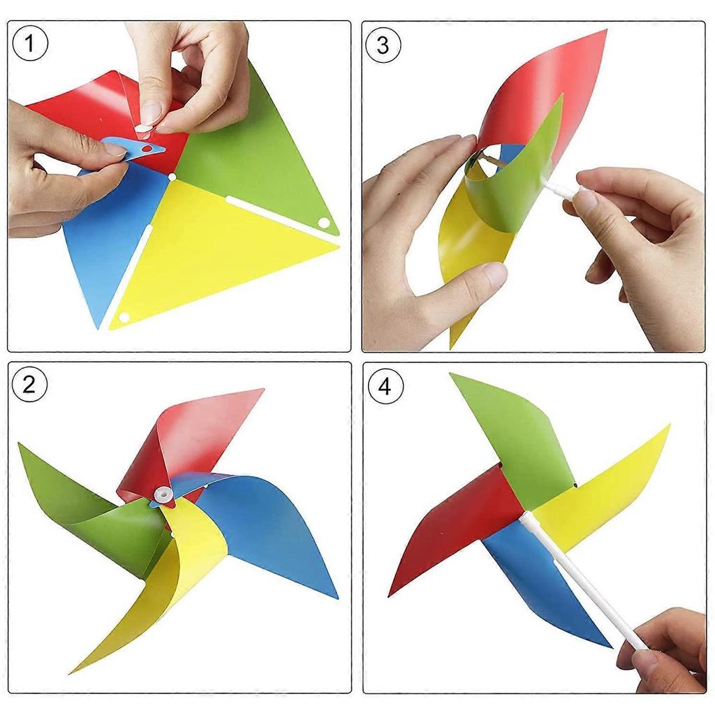 10Pcs Plastic Pinwheel Party DIY Windmill Wind Spinners for Toy Garden Lawn Decor