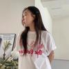 American Printed Letter Cotton Short-sleeved T-shirt Women's Lazy Loose Round Neck Top Summer New Inner and Outer Wear