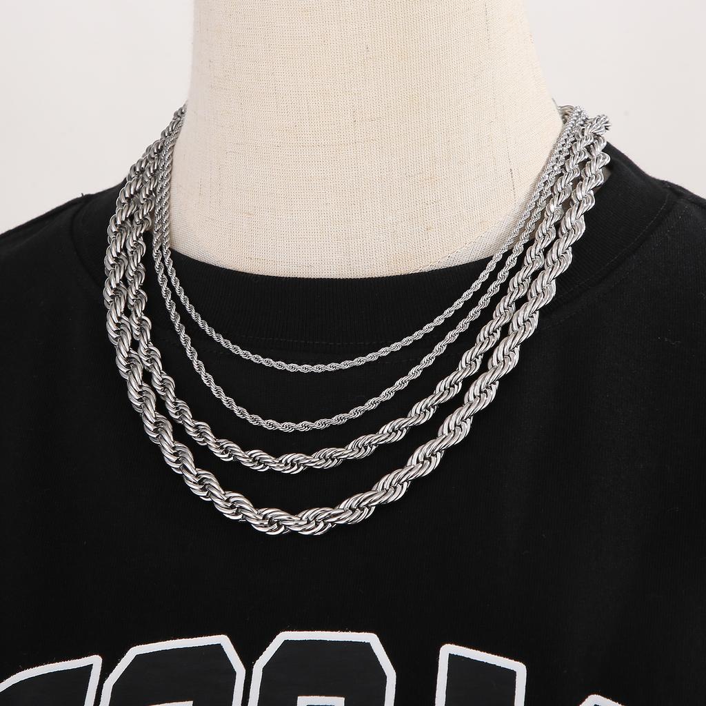2-10mm Hip-Hop Stainless Steel Rope Chain Fashion Men And Women Jewelry Waterproof Choker Men Women Jewelry Gold Color Chains