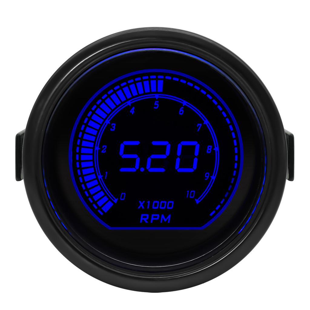 52mm Boost Gauge Tachometer Volt Water Oil Temp Oil Press Vacuum Air Fuel Ratio Exhaust Temp Digital Red Blue Dual Color Meter