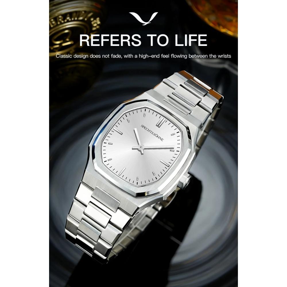 New Fashion Specht & Söhne Ultrathin Quartz Watch For Men Ice Blue Color Stainless Steel Watches Sapphire Crystal 50M Waterproof