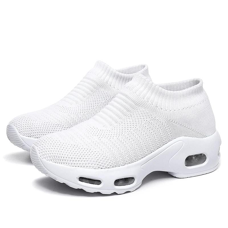 Fashion Women Sneakers 2025 Spring Flat Shoes Slip on Platform Sneakers for Women Black Breathable Mesh Sock Sneakers Shoes