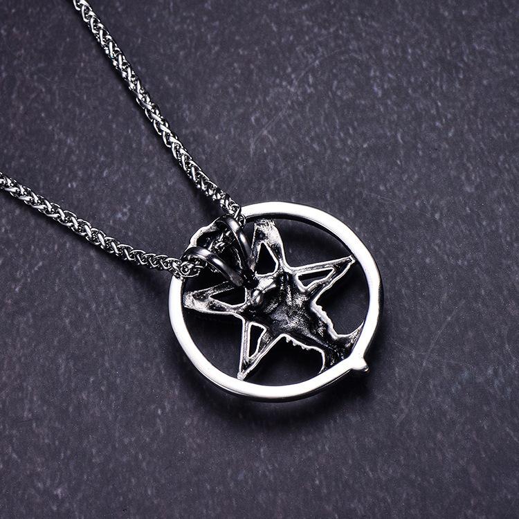 European and American Retro Skull and Sheep Head Men's Necklace Demon God Pan Round Pendant Pendant