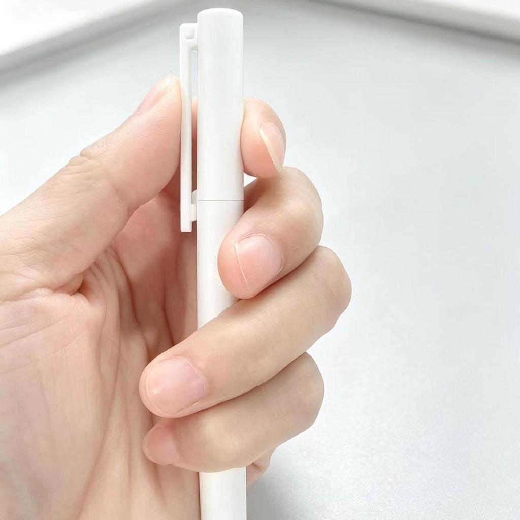 Same Brand Push-Button Signature Pen: Customizable Logo, Sleek White Design, Black Ink, Superior Writing Quality