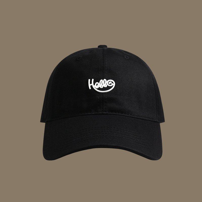 Smile Embroidered Unisex 6 Panel Curved Brim Cotton  Adjustable Outdoor Sports Baseball Cap Custom Size чёрный