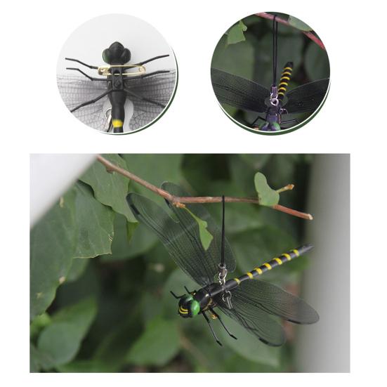 Realistic Artificial Dragonfly Outdoor Insect Deterrent Garden Decoration Dragonfly Pin with Hanging Strap for Outdoor Flower Pots Camping Hat