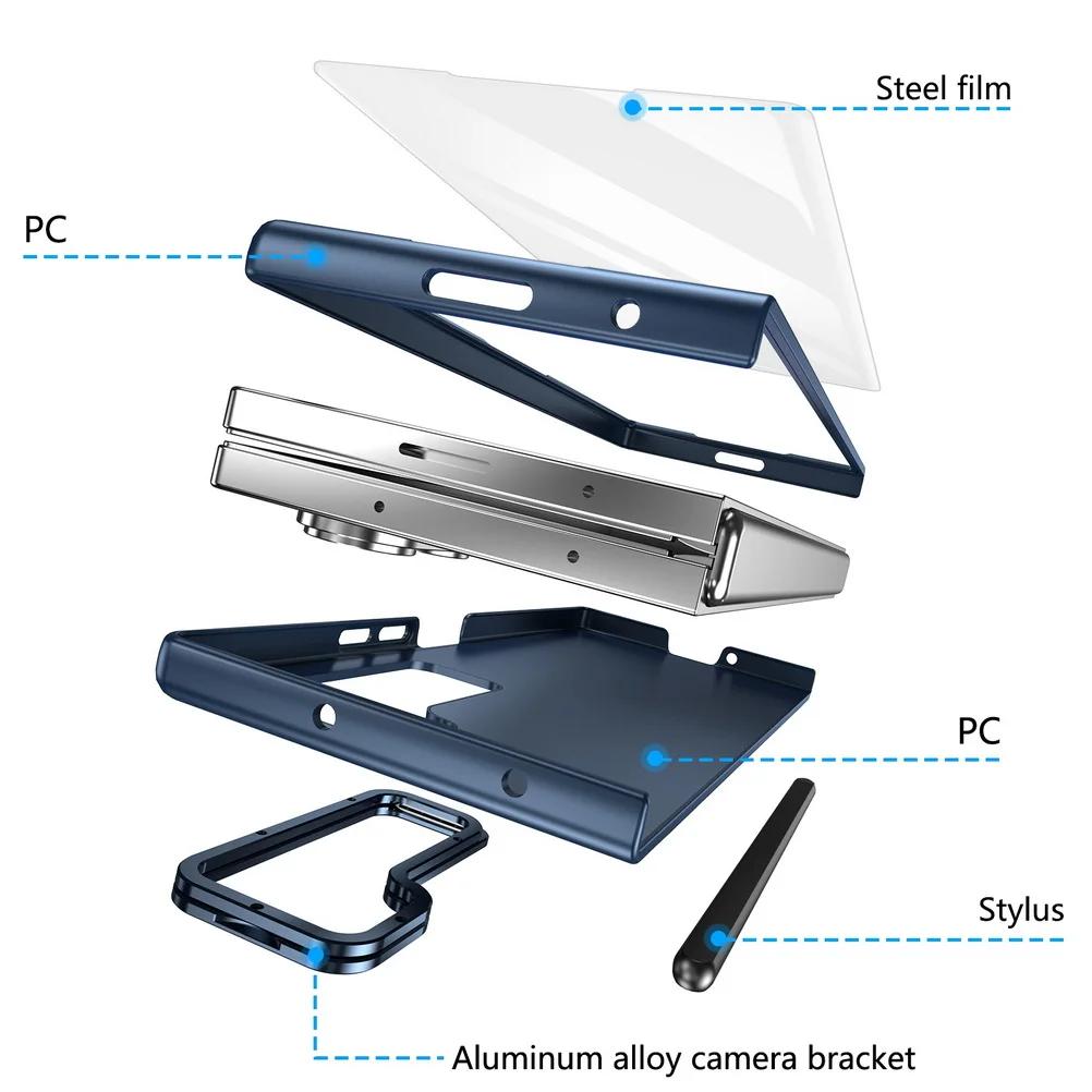 Original High Quality Lens Bracket Case For Samsung Z Fold 7 6 5 4 3 with Stylus and Tempered Glass Film Anti-drop Protect Cover