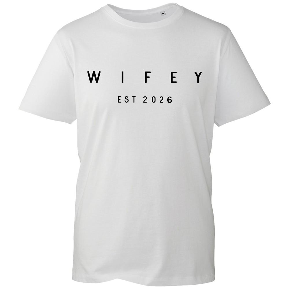 Unisexs Wifey Est 2026 T Shirt Married Just Married Slogan Graphic Tee Summer S