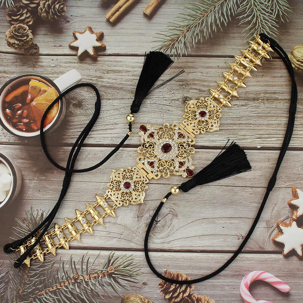 Bijuterii Mireasa De Dama Chic Culoare Aurie Lant In Talie Cu Franjuri Accesorii