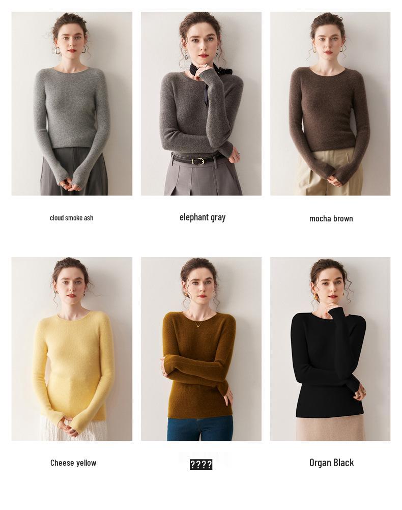 2025 Women's Seamless Cashmere Slim Fit Sweater - Autumn/Winter Knit, Skin-Friendly Round Neck