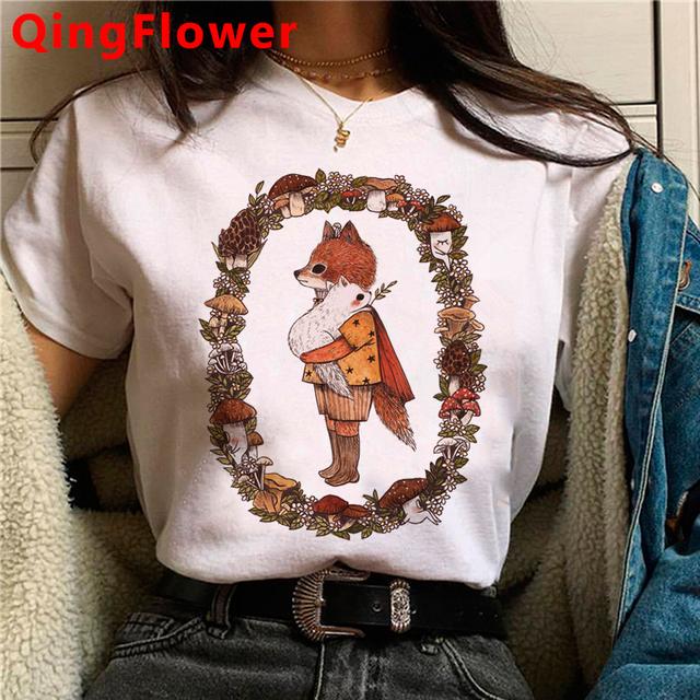 Kawaii Mushroom T Shirt Clothes Women Kawaii 2021 Streetwear Japanese Vintage Summer Top Clothes Harajuku