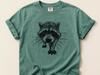 Raccoon Minimalist T-Shirt: Linocut Engraved Ink Style Tee – Funny Trash Panda Art Shirt – Raccoon Lover Gift