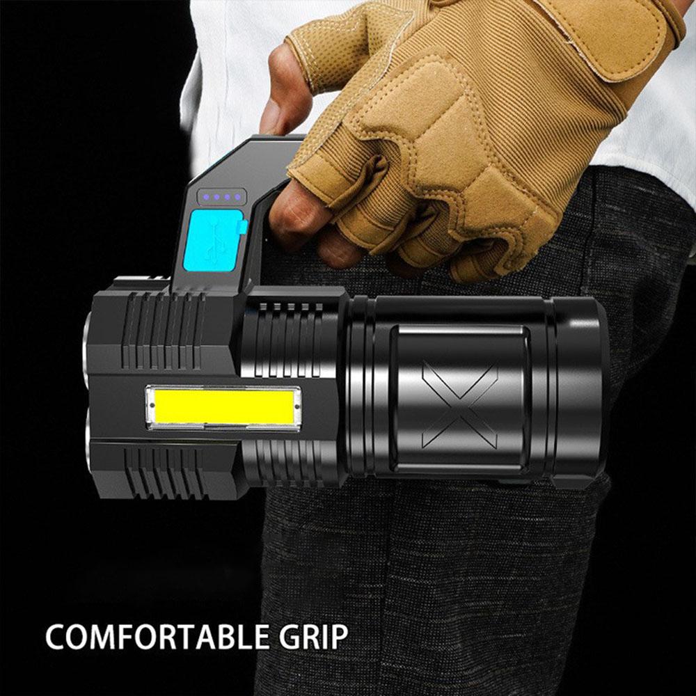 4-Core Powerful Outdoors Flashlight Portable Led Handheld Lantern Usb Rechargeable Waterproof Zoom Emergency Light For Camping