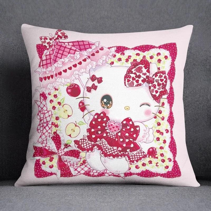 Cartoon Sanrio Pillow Cover Hello Kitty Kulomi Living Room Sofa Cushion Cover Bedroom Home Decoration Child Room Decoration