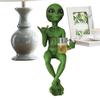 Alien Statue Beer Drinking Sculpture Resin Fun Alien Art Pieces Garden Landscaping Yard Art Ornament For Adults Desk